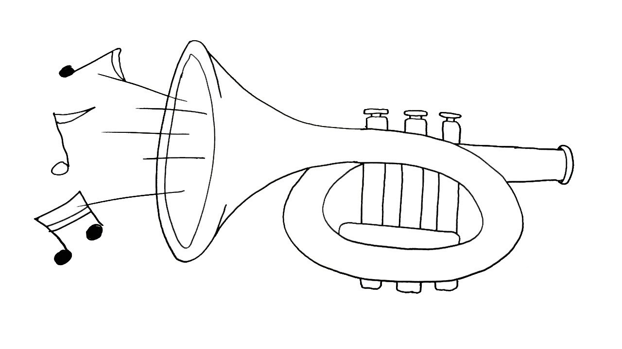 Как нарисовать тромбон карандашом поэтапно
