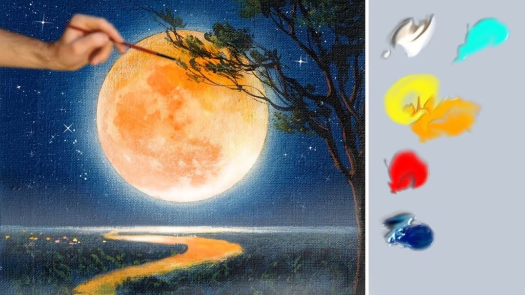 Как нарисовать луну красками масляными