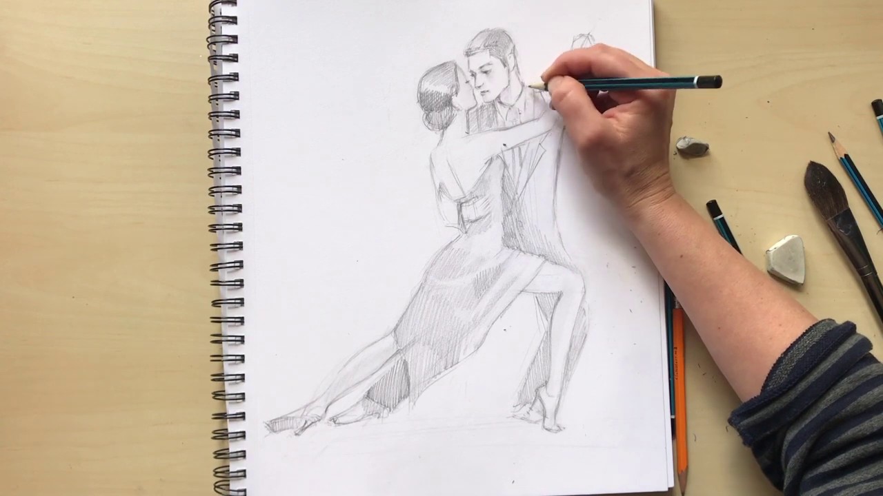 Рисунки карандашом девушка танцует (32 фото)