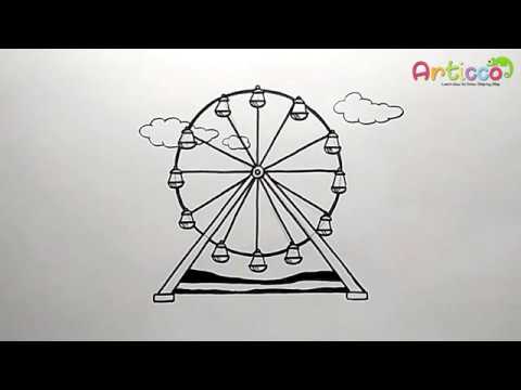 Как нарисовать колесо обозрения карандашом