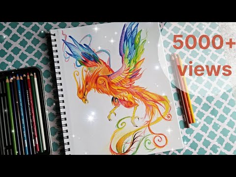 Как нарисовать огненного Феникса — Рисунок птицы Феникс поэтапно