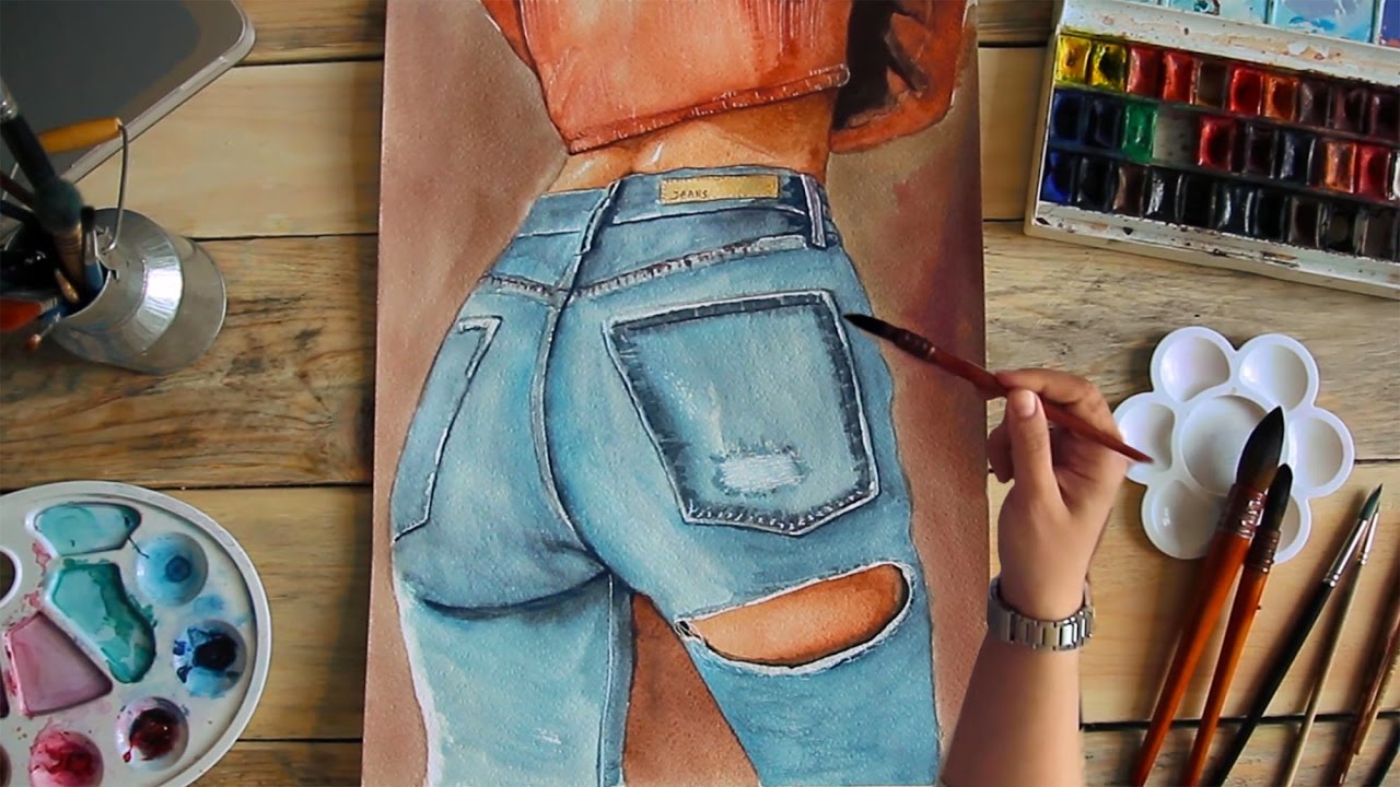 Рисунок на джинсовке акриловыми красками
