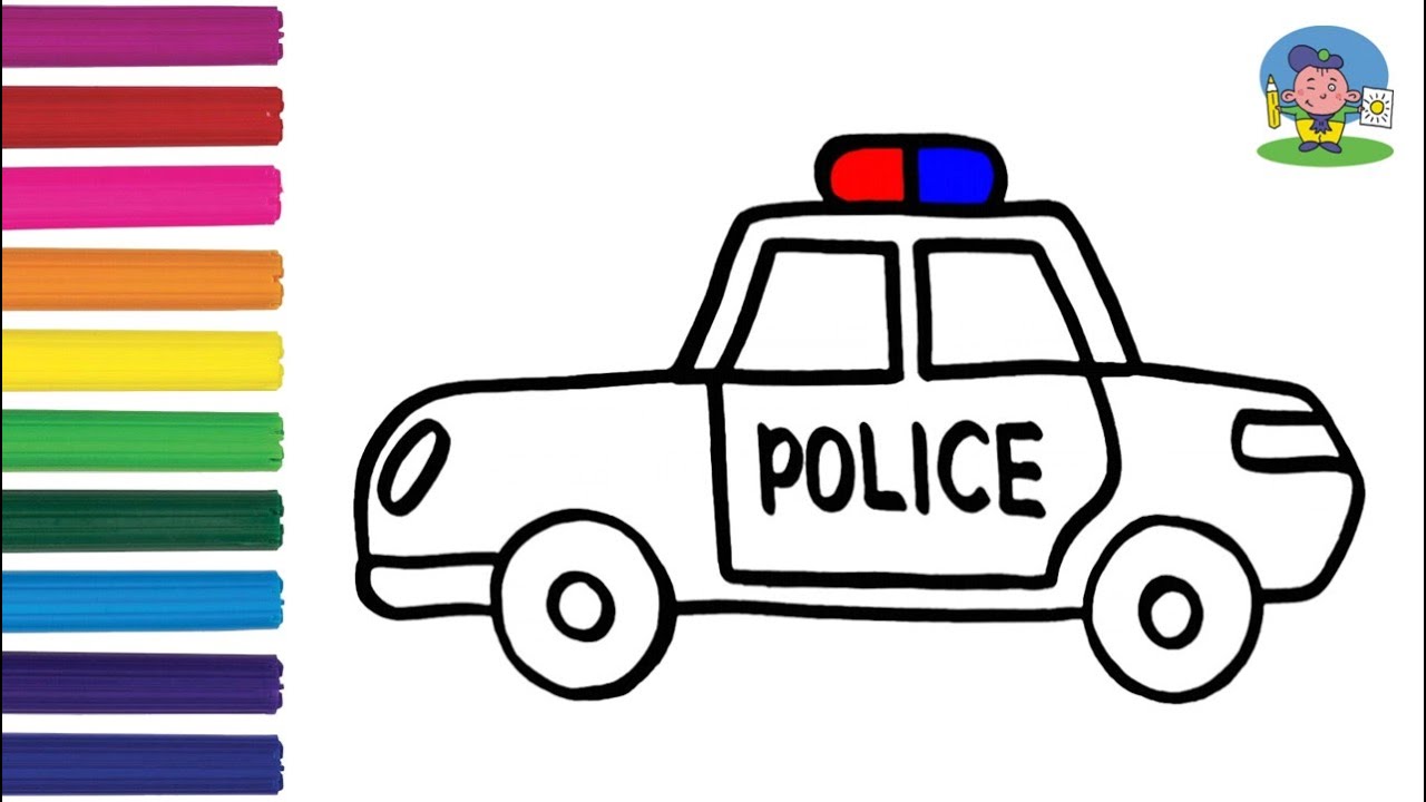 Модель полицейской машины с мигалкой Скачать раскраски для мальчиков