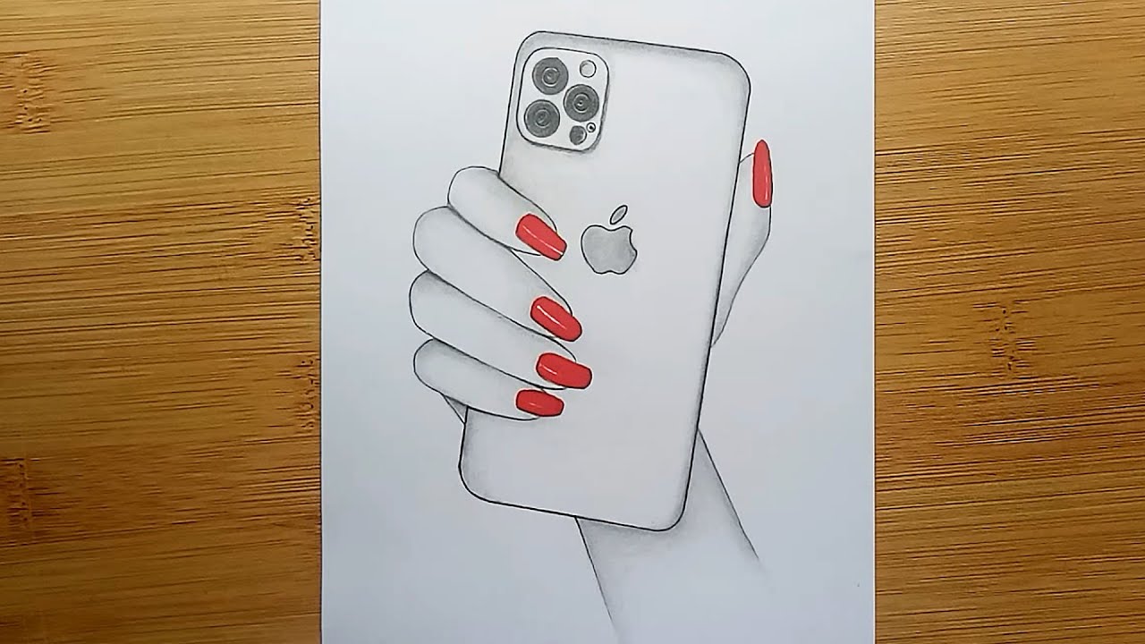 Draw на телефон. Айфон в руке рисунок. Мини рисунки лёгкие для начинающих. Девушка с телефоном в руках рисунок. Как нарисовать руку держащую телефон.