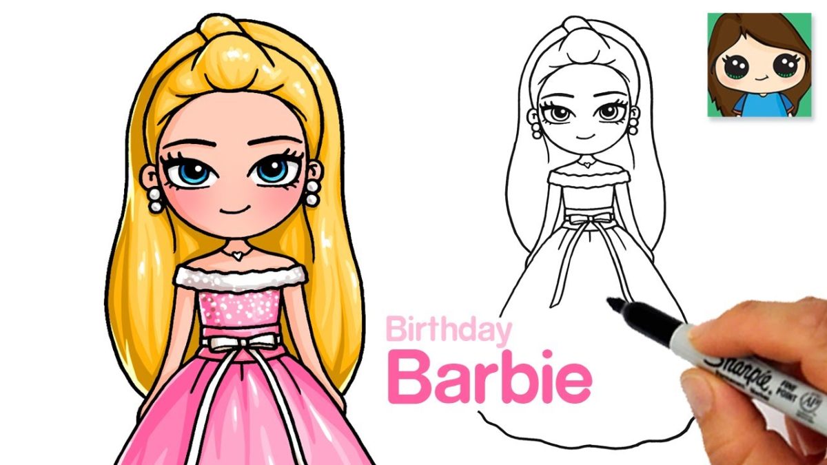 Как нарисовать портрет куклы Барби