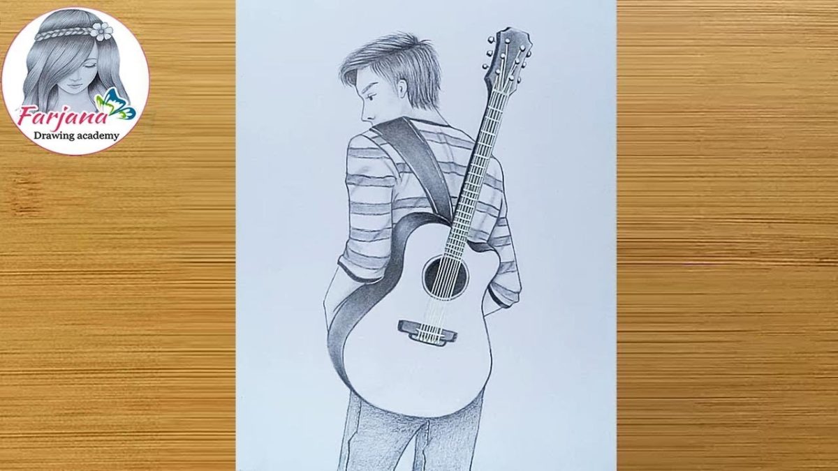 Мальчик с гитарой рисунок