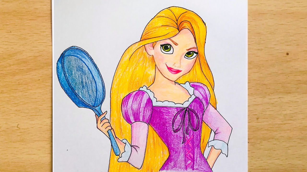 Как быстро и просто нарисовать Рапунцель — легкий рисунок принцессы Диснея за пять минут