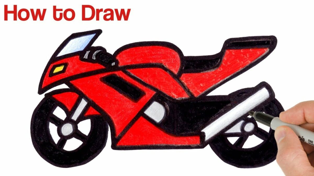 Как нарисовать кроссовый мотоцикл